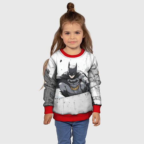 Детский свитшот Бэтмен наблюдает сверху / 3D-Красный – фото 4
