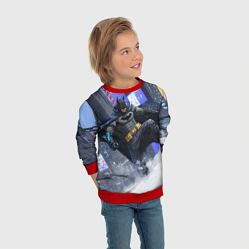 Детский свитшот Бэтмен на снегу / 3D-Красный – фото 3
