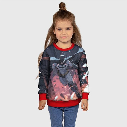Детский свитшот Полет Бэтмена / 3D-Красный – фото 4