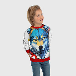 Свитшот детский Волк яркий арт, цвет: 3D-красный — фото 2