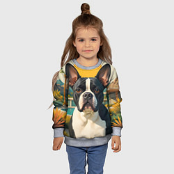 Свитшот детский Бульдог и лето, цвет: 3D-меланж — фото 2