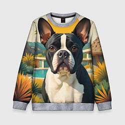 Свитшот детский Бульдог и лето, цвет: 3D-меланж