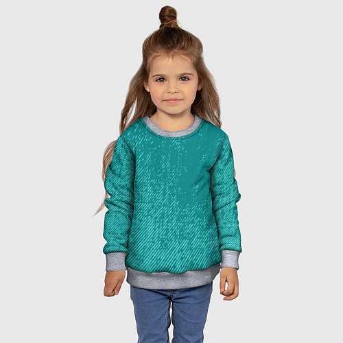 Детский свитшот Джинс с потертостями-зеленый / 3D-Меланж – фото 4