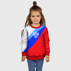 Свитшот детский Герб России на фоне цветов Российского флага, цвет: 3D-красный — фото 2