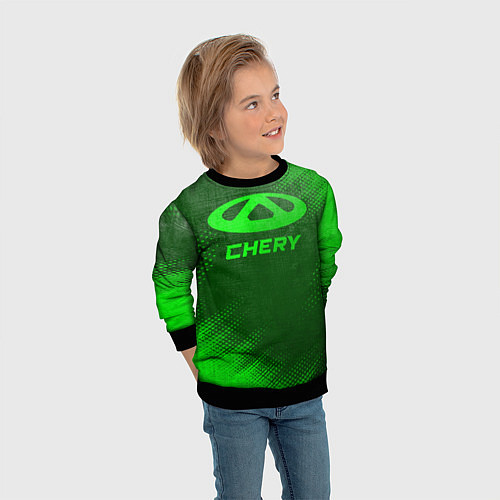 Детский свитшот Chery - green gradient / 3D-Черный – фото 3