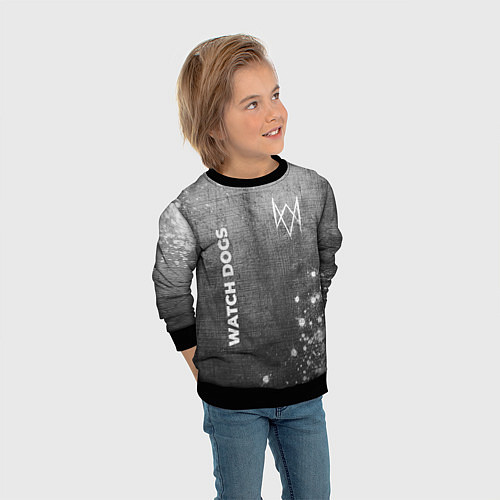 Детский свитшот Watch Dogs - grey gradient вертикально / 3D-Черный – фото 3