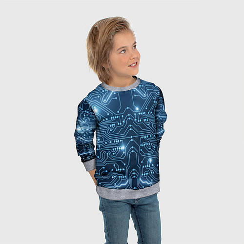 Детский свитшот Системная плата / 3D-Меланж – фото 3