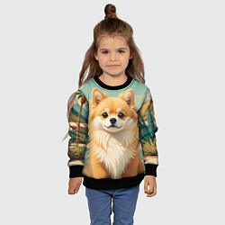 Свитшот детский Шпиц и пальмы, цвет: 3D-черный — фото 2