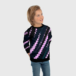 Свитшот детский Тёмно-синий с розовым искажённые полосы, цвет: 3D-черный — фото 2