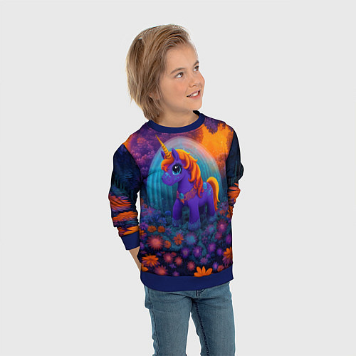 Детский свитшот Сказочный единорог / 3D-Синий – фото 3