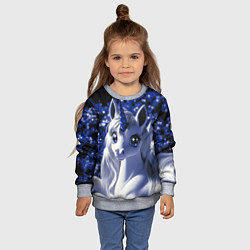 Свитшот детский Единорог - синий рог, цвет: 3D-меланж — фото 2