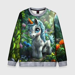 Свитшот детский Единорожка в зеленом лесу, цвет: 3D-меланж