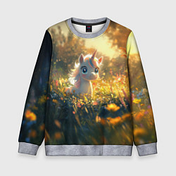 Свитшот детский Белая маленькая единорожка, цвет: 3D-меланж