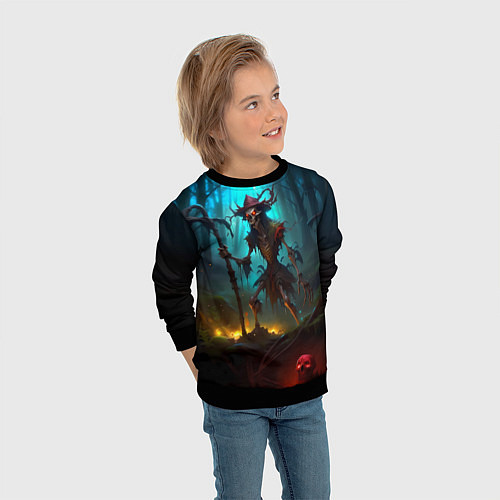 Детский свитшот Скелет в мрачном лесу / 3D-Черный – фото 3