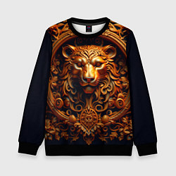 Свитшот детский Лев узор, цвет: 3D-черный