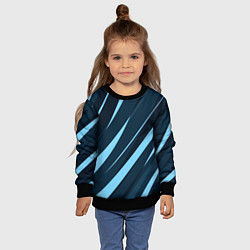 Свитшот детский Тёмный бирюзовый контрастные полосы, цвет: 3D-черный — фото 2