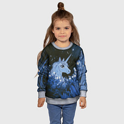 Свитшот детский Единорог и светлячки, цвет: 3D-меланж — фото 2