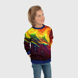 Свитшот детский Абстрактные волны с огнем, цвет: 3D-синий — фото 2