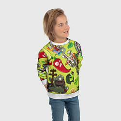 Свитшот детский Растения против зомби с героями, цвет: 3D-белый — фото 2