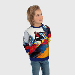 Свитшот детский Человек - паук и пролитая краска, цвет: 3D-синий — фото 2