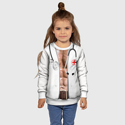 Свитшот детский Костюм доктора с накаченным телом, цвет: 3D-белый — фото 2