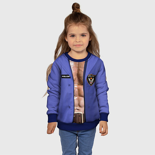 Детский свитшот Костюм полицейского с накаченным торсом / 3D-Синий – фото 4