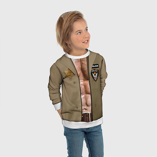 Детский свитшот Костюм полицейского шерифа из GTA / 3D-Белый – фото 3