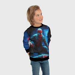Свитшот детский Человек паук сидя, цвет: 3D-черный — фото 2