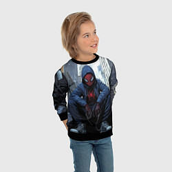 Свитшот детский Человек-паук в кедах, цвет: 3D-черный — фото 2