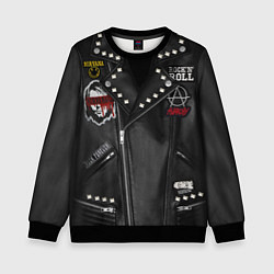 Свитшот детский Косуха рокерская с нашивками Nirvana, цвет: 3D-черный
