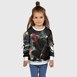 Свитшот детский Человек-паук и поздняя ночь, цвет: 3D-белый — фото 2