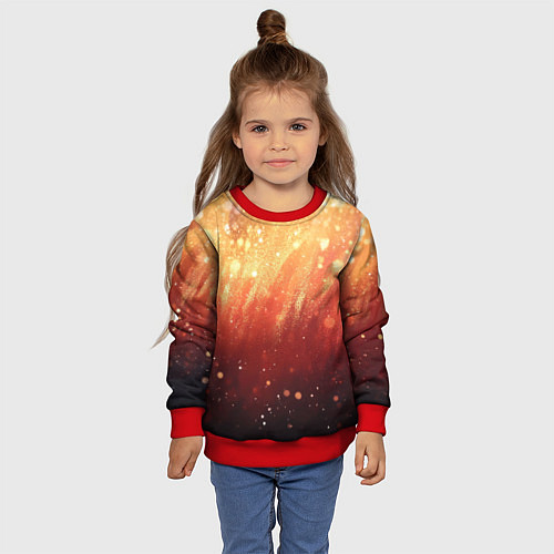 Детский свитшот Желто-красная текстура блестящая / 3D-Красный – фото 4
