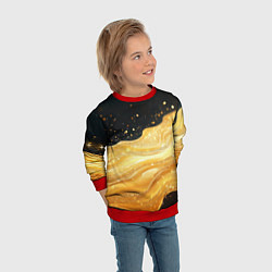 Свитшот детский Золотистая материя на черном фоне, цвет: 3D-красный — фото 2