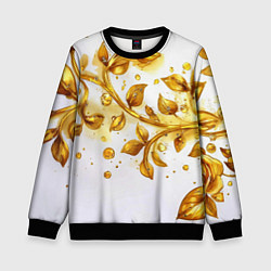 Детский свитшот Золотые листья на белом