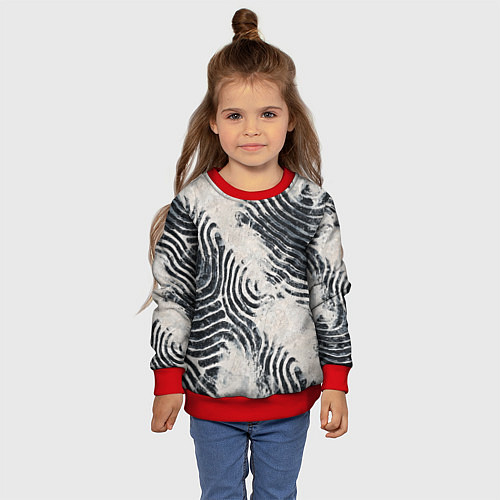 Детский свитшот Текстура гранж - абстрактные линии / 3D-Красный – фото 4