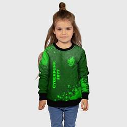 Свитшот детский Cyberpunk 2077 - green gradient вертикально, цвет: 3D-черный — фото 2