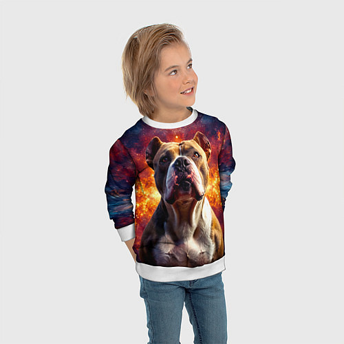 Детский свитшот Американский булль в космосе / 3D-Белый – фото 3