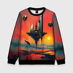 Свитшот детский Абстракция в стиле сюрреализма, цвет: 3D-черный