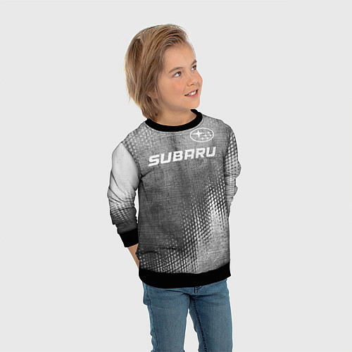 Детский свитшот Subaru - grey gradient посередине / 3D-Черный – фото 3