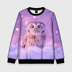 Свитшот детский Удивленная сова, цвет: 3D-черный