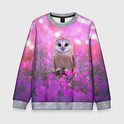 Свитшот детский Сова на блестящем фоне, цвет: 3D-меланж