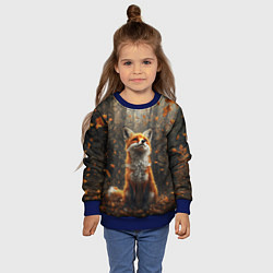 Свитшот детский Довольный лис в лесной чаще, цвет: 3D-синий — фото 2