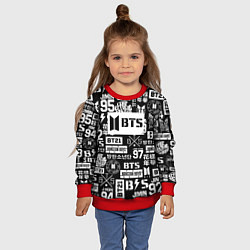 Свитшот детский Bangtan Boys pattern black, цвет: 3D-красный — фото 2