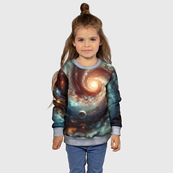 Свитшот детский Далёкая неоновая галактика - нейросеть, цвет: 3D-меланж — фото 2