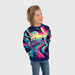 Свитшот детский Неоновый разноцветный космос, цвет: 3D-синий — фото 2