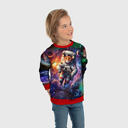 Свитшот детский Котик бравый космонавт - неон, цвет: 3D-красный — фото 2
