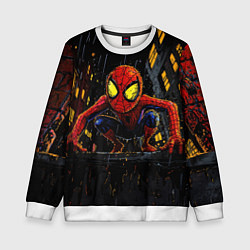 Свитшот детский Маленький человек-паук с желтыми глазами, цвет: 3D-белый
