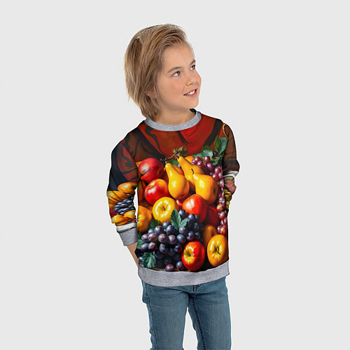 Детский свитшот Фруктовый натюрморт / 3D-Меланж – фото 3