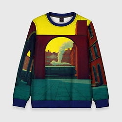 Свитшот детский Арт с поездом, цвет: 3D-синий