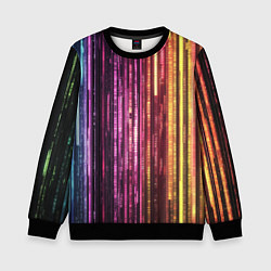 Свитшот детский Неоновый и переливающийся киберпанк узор, цвет: 3D-черный